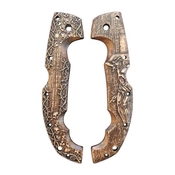Crucifixion - Cold Steel Voyager Extra Large Knife Scales by Svechnikov Knives
