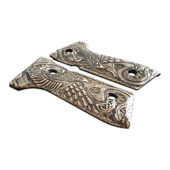 Beretta 92 Full-Size Maple Grips - Celtic Griffin / Hand-painted