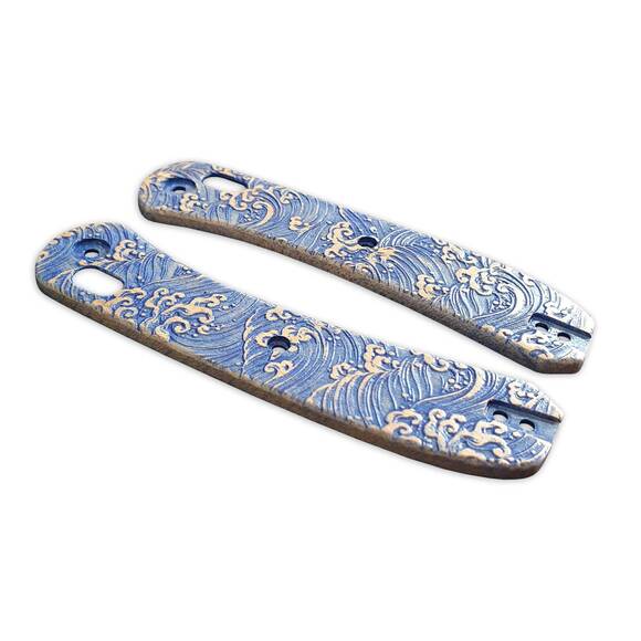 Knafs Lander 2 maple handle scales - Japan Wave / hand-painted