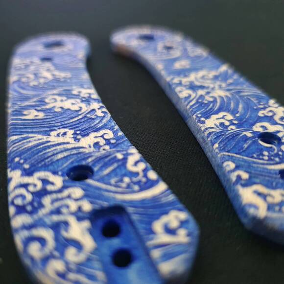 Knafs Lander maple handle scales - Japan Wave / hand-painted