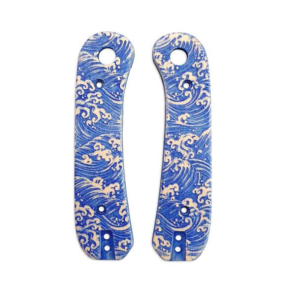 Knafs Lander maple handle scales - Japan Wave / hand-painted
