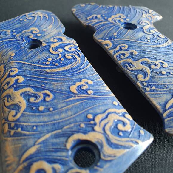 Sig Sauer P220 DAK Maple Grips - Japan Wave / Hand-painted