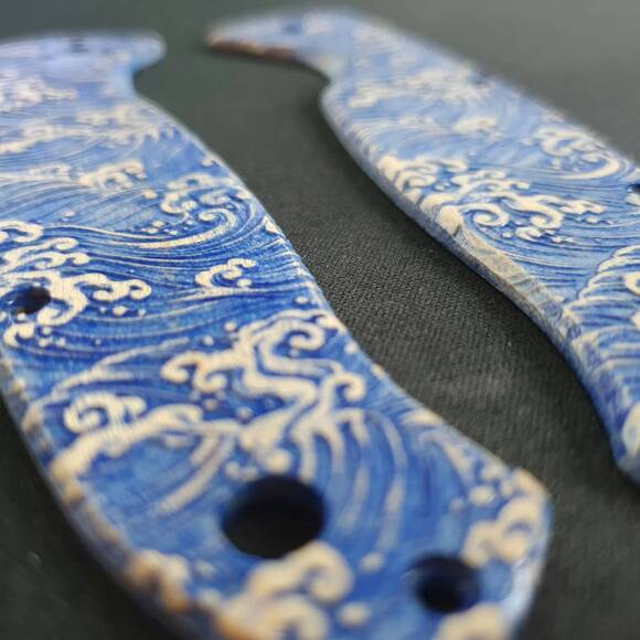 Japan Wave - Spyderco Resilience Knife Scales by Svechnikov Knives