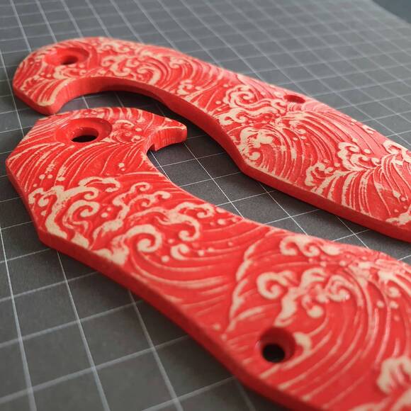 Japan Wave Red - Kizer Minitherium Knife Scales by Svechnikov Knives