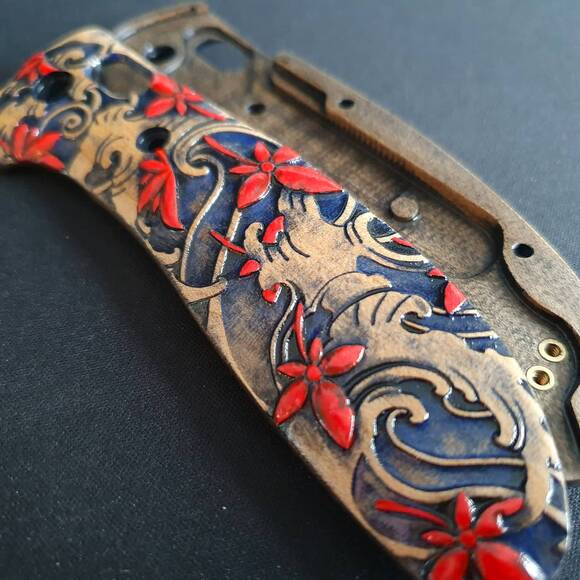 Benchmade Griptilian 550 maple handle scales - Japanese Maple / hand-painted