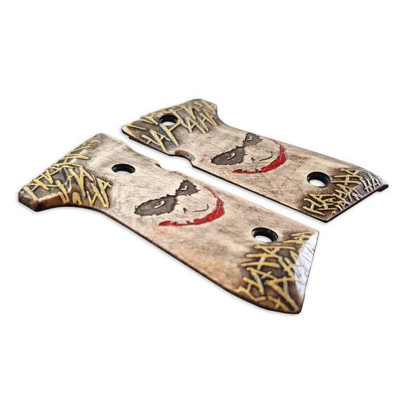 Beretta 92 Full-Size Maple Grips - Joker Ha-Ha-Ha / Hand-painted