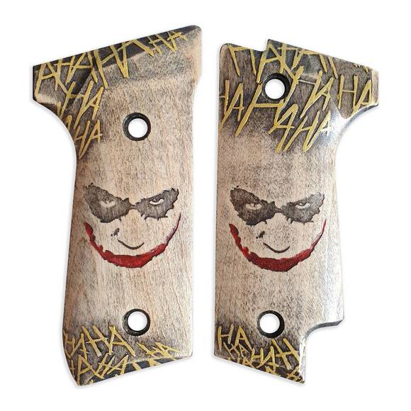 Beretta 92S maple grips - Joker Ha-Ha-Ha / hand-painted