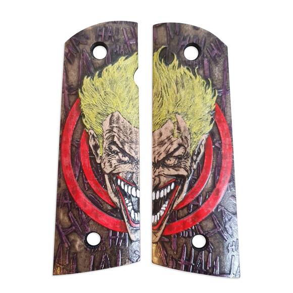 1911 full-size Magwell maple grips - Joker Circle Purple / hand-painted