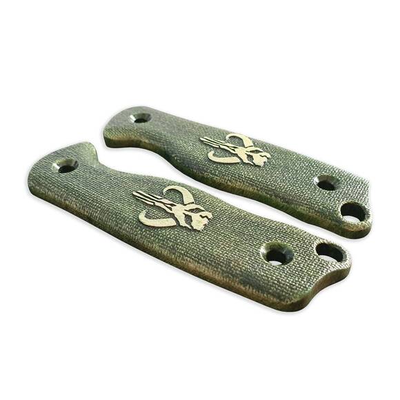 Varusteleka Skrama 80 maple handle scales - Mythosaur Skull Green / hand-painted