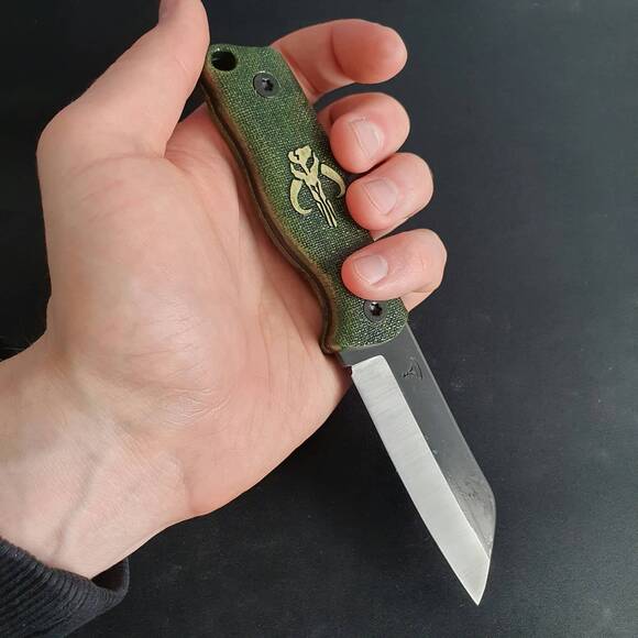Varusteleka Skrama 80 maple handle scales - Mythosaur Skull Green / hand-painted