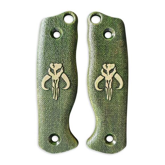 Varusteleka Skrama 80 maple handle scales - Mythosaur Skull Green / hand-painted