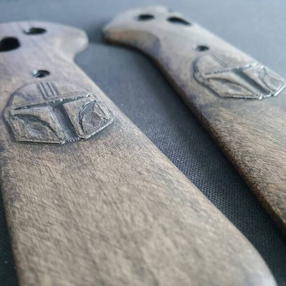 Mandalorian Helmet (3169) - Benchmade Redoubt 430 Knife Scales by Svechnikov Knives