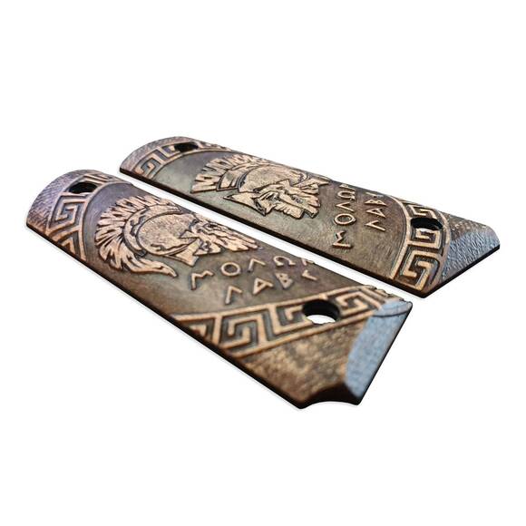 1911 Full-Size Maple Grips - Molon Labe / Hand-painted