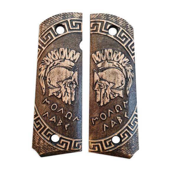 1911 full-size maple grips - Molon Labe / hand-painted