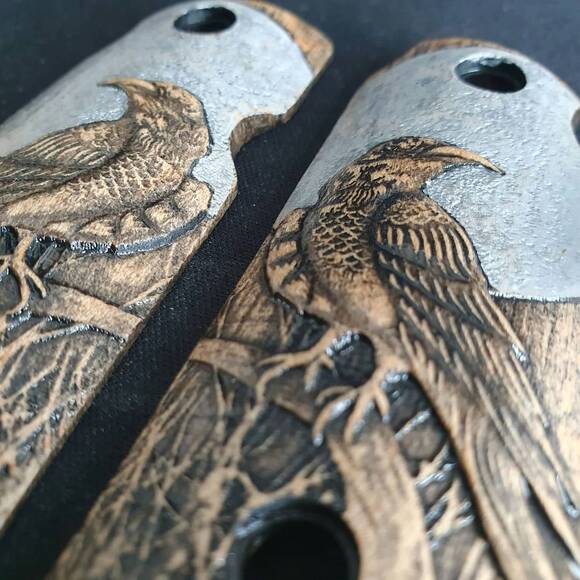 Kimber Micro 380 Maple Grips - Moon Raven / Hand-painted