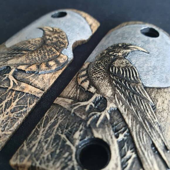 Kimber Micro 9 Maple Grips - Moon Raven / Hand-painted
