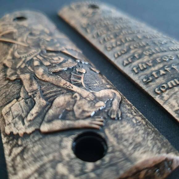1911 Full-Size Maple Grips - Psalms 23:4 X Archangel Michael / Hand-painted