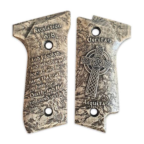 Beretta 92S maple grips - Revelation 6:8 / hand-painted