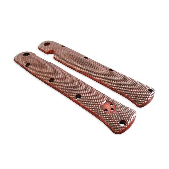 Cold Steel Ti-Lite 4 maple handle scales - Rhombus Dark Cherry / hand-painted