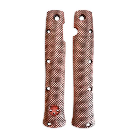 Cold Steel Ti-Lite 4 maple handle scales - Rhombus Dark Cherry / hand-painted