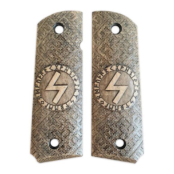 1911 full-size maple grips - Rune Sowilo / hand-painted
