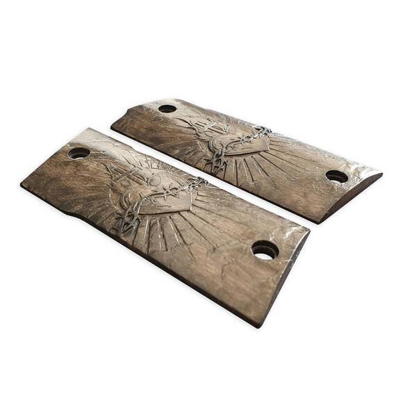 Coonan 357 Magnum Compact-Size Maple Grips - Sacred Heart Black / Hand-painted