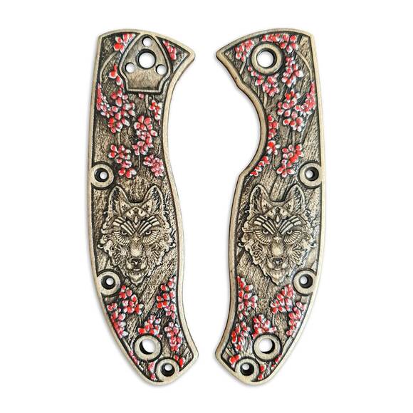 Sakura Wolves - Spyderco Tenacious Knife Scales by Svechnikov Knives