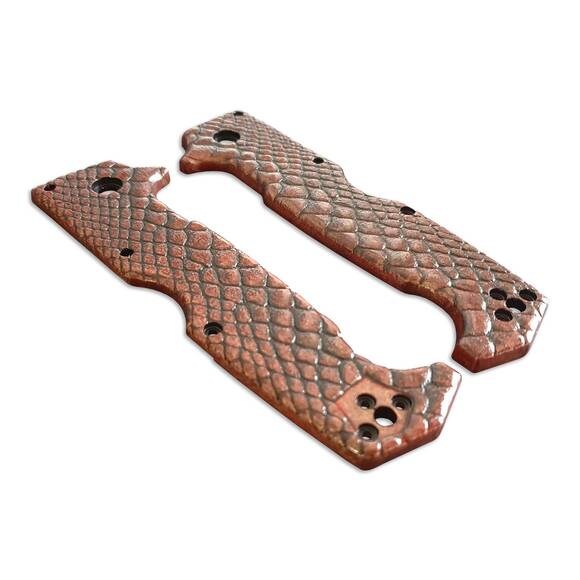 Cold Steel SR1 maple handle scales - Snake Skin Dark Cherry / hand-painted