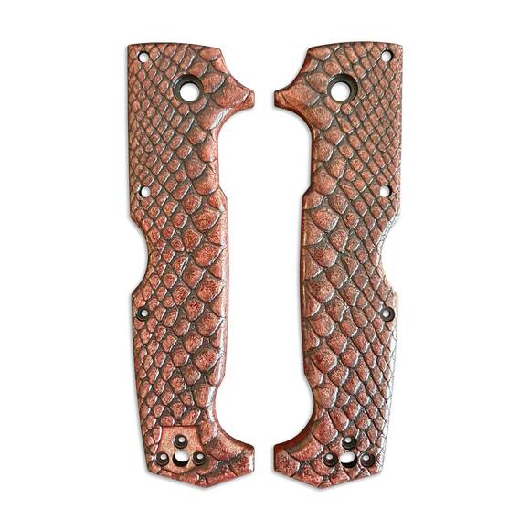 Cold Steel SR1 maple handle scales - Snake Skin Dark Cherry / hand-painted