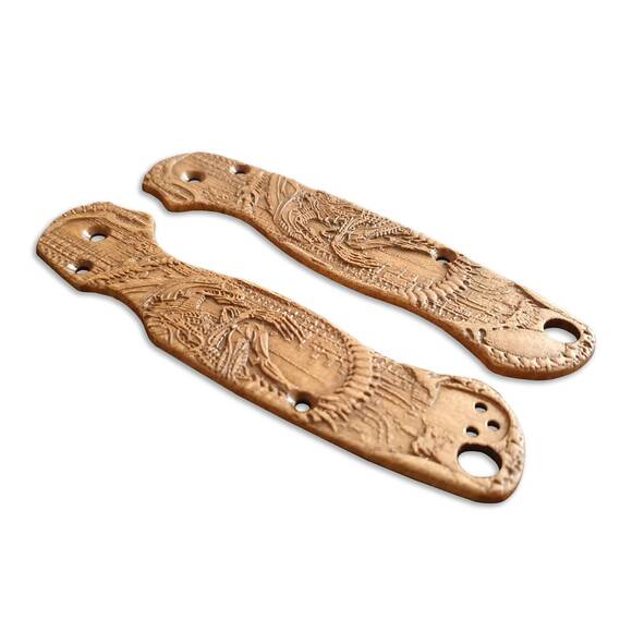 Spyderco Para Military 2 Cru-Wear maple handle scales - Alien (3166) / hand-painted