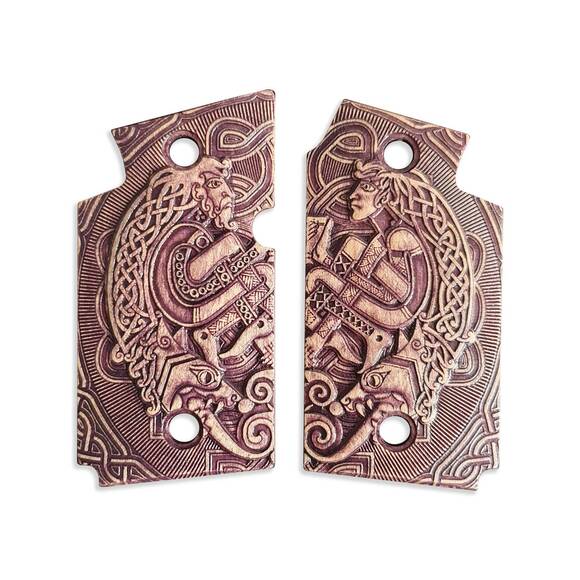 Sig Sauer P938 maple grips - Celtic Heart Purple / hand-painted