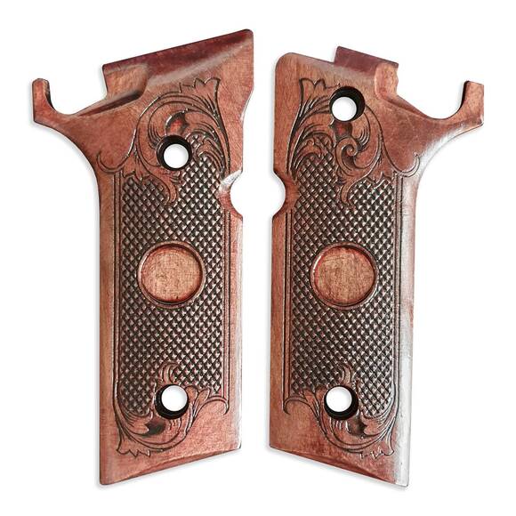 Beretta 92XI, 92GTS maple grips - Classic Dark Cherry (15mm) / hand-painted