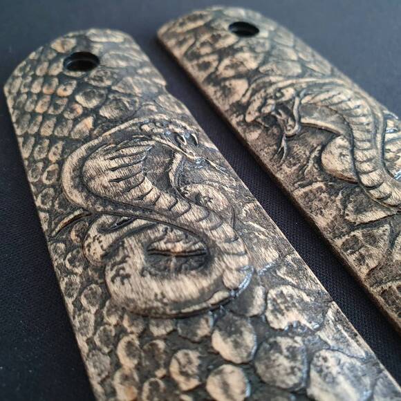 1911 Full-Size Maple Grips - Cobra / Hand-painted