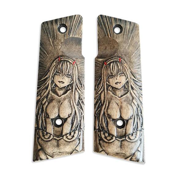 Sig Sauer P365 Macro Mischief Machine frame maple grips - Code 002 / hand-painted