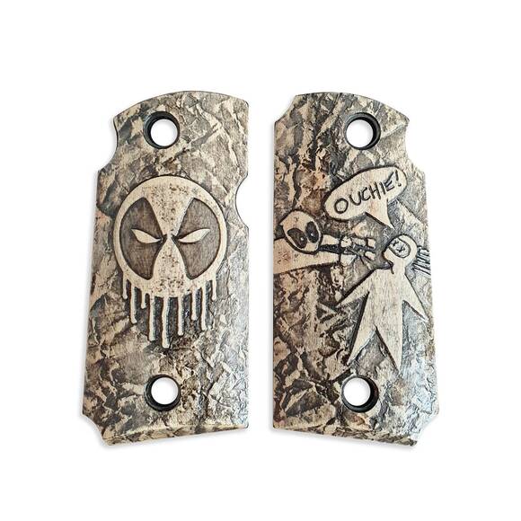 Kimber Micro 9 Ambi Safety maple grips - Deadpool Classic / hand-painted