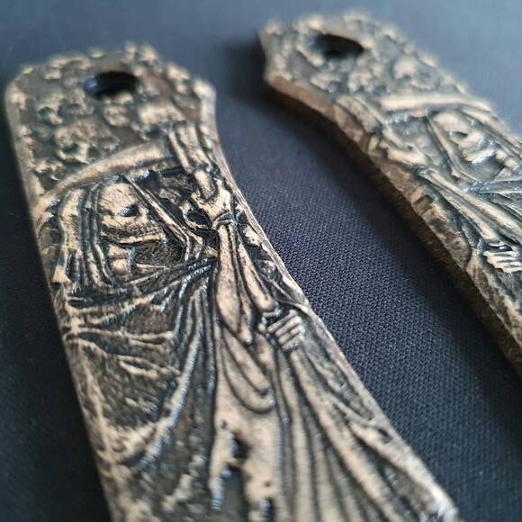 WE Knife Big Banter maple handle scales - Grim Reaper / hand-painted