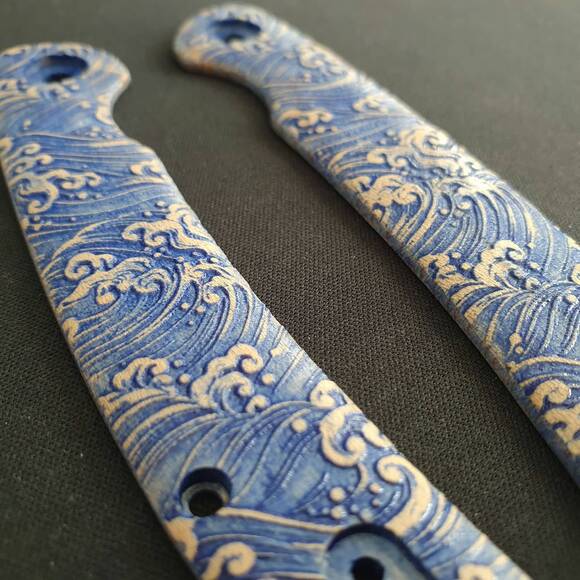 CIVIVI Imperium maple handle scales - Japan Wave / hand-painted