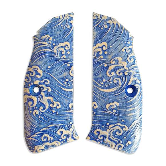 CZ Shadow 2 maple grips - Japan Wave / hand-painted