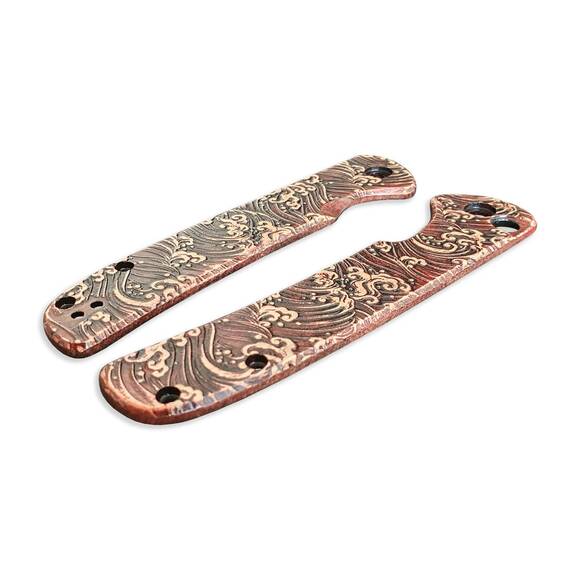 CIVIVI Chevalier maple handle scales - Japan Wave Baroque / hand-painted