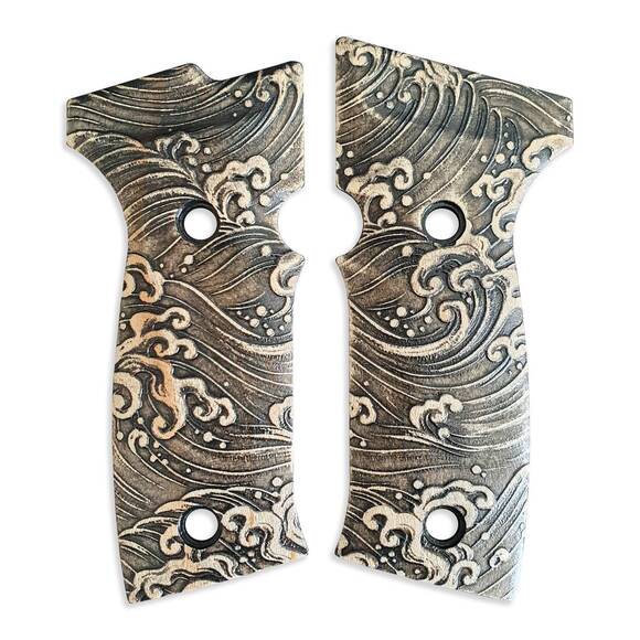 Sig Sauer P320 AXG maple grips - Japan Wave Classic / hand-painted