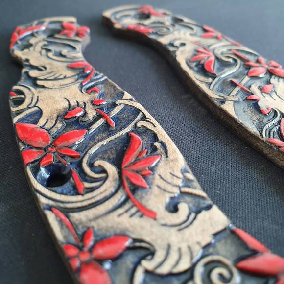 Spyderco Military 2 maple handle scales - Japanese Maple / hand-painted