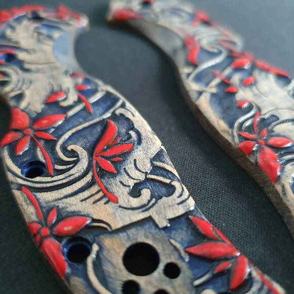 Spyderco Stretch 2 maple handle scales - Japanese Maple / hand-painted