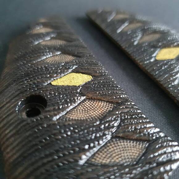 CZ 75 Compact Maple Grips - Katana Black Gold Coin / Hand-painted