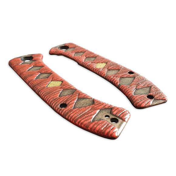 CIVIVI Riffle maple handle scales - Katana Red Gold Coin / hand-painted