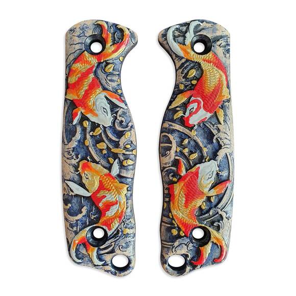 Varusteleka Skrama 80 maple handle scales - Koi #01 / hand-painted