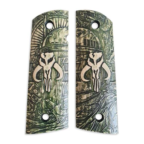 Mythosaur Skull Green - 1911 Full Size Magwell GripsMythosaur Skull Green - 1911 Full Size Magwell Grips