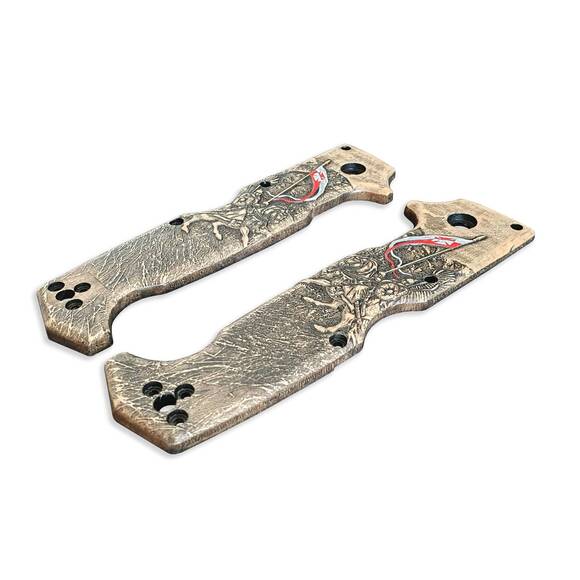 Cold Steel SR1 maple handle scales - Polish Husria / hand-painted