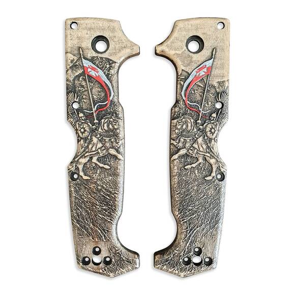 Cold Steel SR1 maple handle scales - Polish Husria / hand-painted