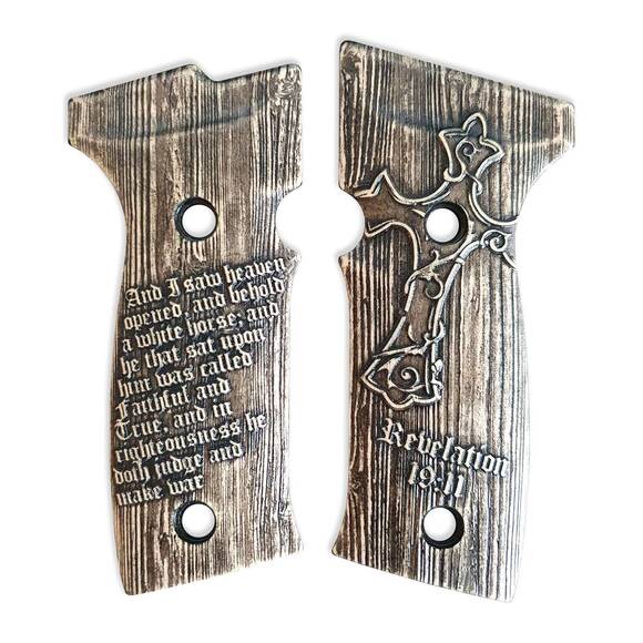 Sig Sauer P320 AXG maple grips - Revelation 19:11 V2 / hand-painted