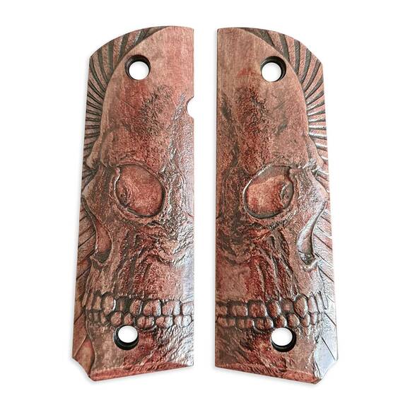 Rise Up Skull Dark Cherry - 1911 Full Size Government Grips